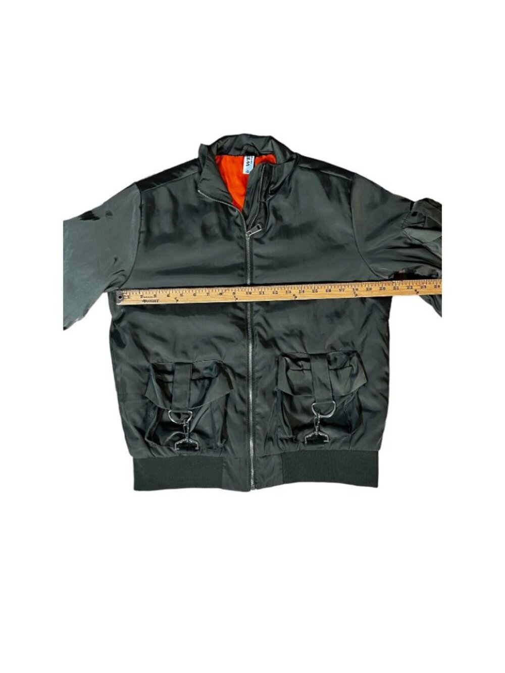 Weive Mens Bomber Jacket Green SM Hardware Waist Length Chain Unisex Streetwear - Picture 2 of 8